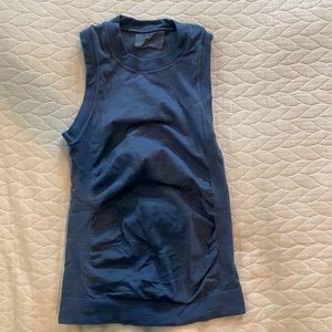 Athleta Blue Mesh Back Ruched Tank XS